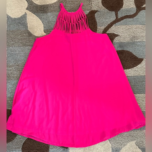 Lulu's Tell Me Sleeveless Fuchsia Mini Swing Dress TB3 - Picture 6 of 8